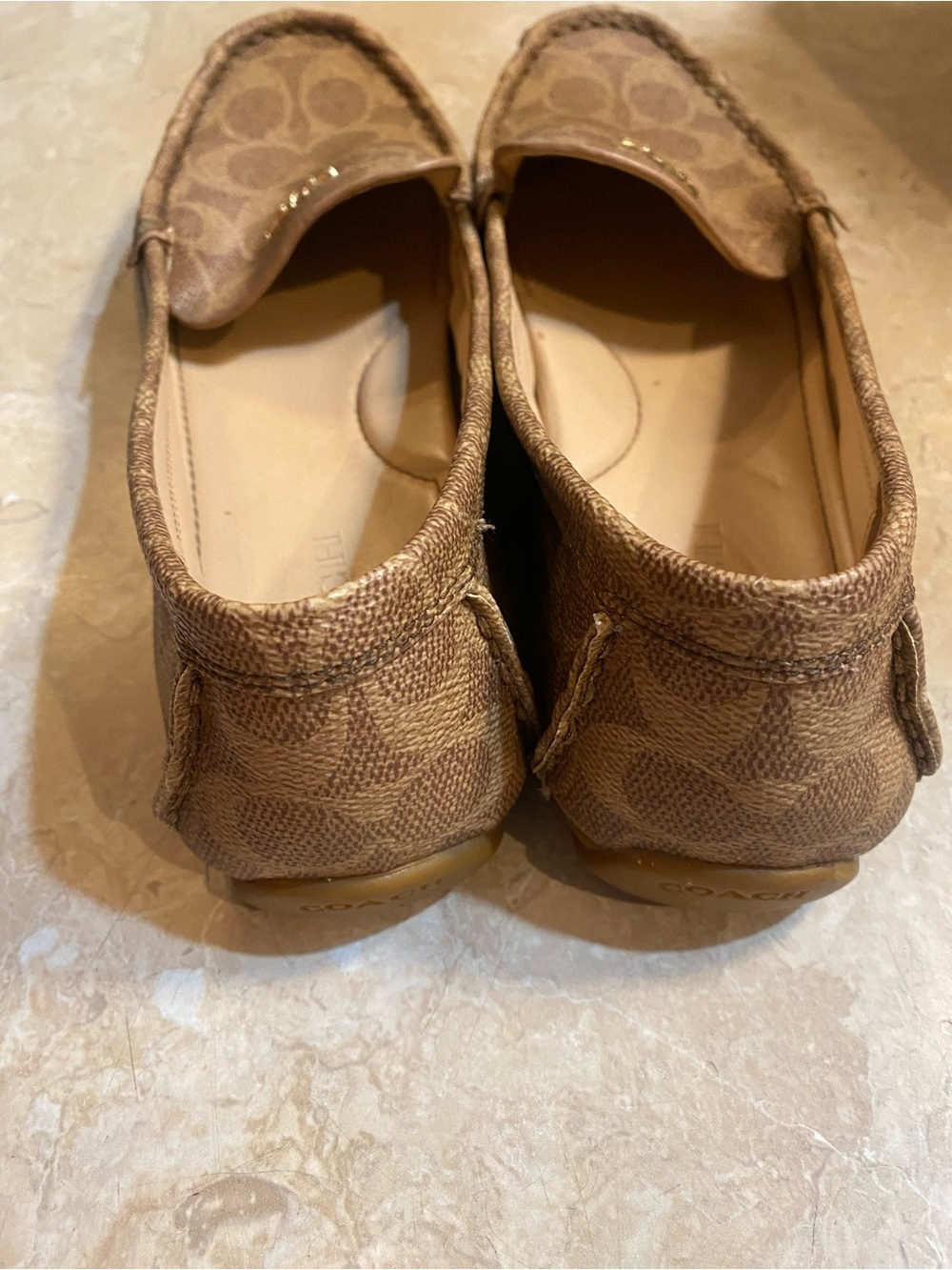 Coach Brown Signature Leather Slip-On Loafers - Picture 4 of 8